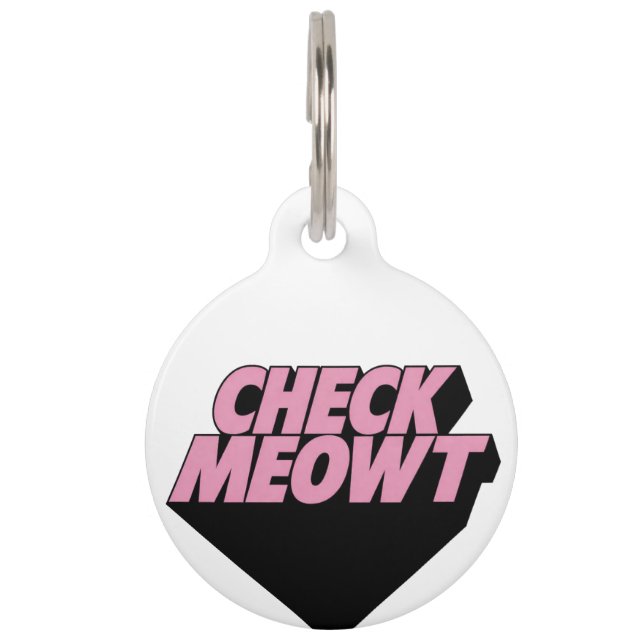 Check Meowt Round Pet Tag (Front)