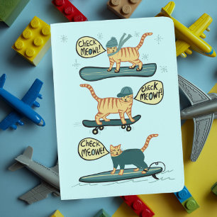 Check Meowt! Skateboard Surfer Snowboard Cat  Passport Holder