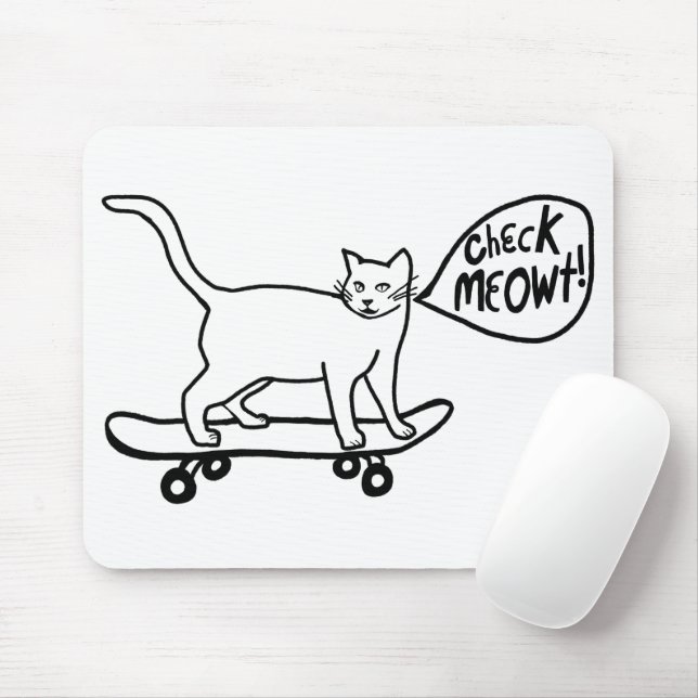 CHECK MEOWT Skateboarding Cat Mouse Pad (With Mouse)