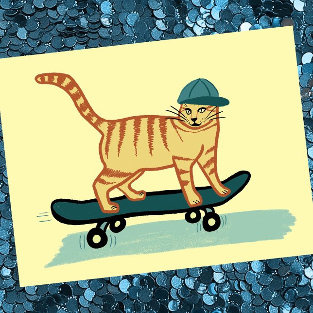 Check Meowt! Skateboarding Tabby Cat CUSTOMIZE IT Postcard (Check Meowt! Skateboarding Tabby Cat CUSTOMIZE IT Postcard
)