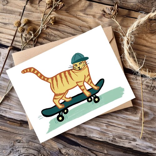 Check Meowt Skateboarding Tabby Cat CUSTOMIZE IT Postcard