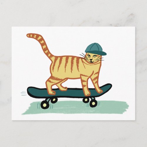 Check Meowt Skateboarding Tabby Cat CUSTOMIZE IT Postcard