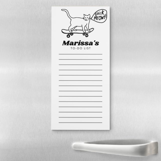 CHECK MEOWT Skating Cat Custom Grocery TO-Do List  Magnetic Notepad (In Situ)