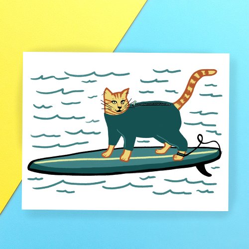 Check Meowt Surfer Tabby Cat CUSTOMIZE IT Postcard