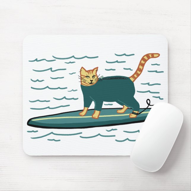 CHECK MEOWT Surfing Cat Mouse Pad (With Mouse)