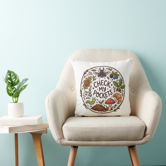 Check My Pockets – Funny Bug Catcher Kids Throw Pillow (Chair)