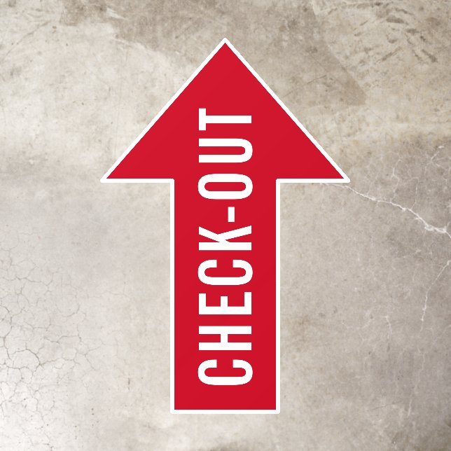 Check Out Directional Arrow Red Floor Decals (Insitu)