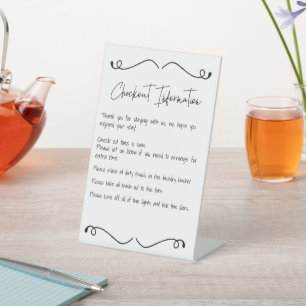 Check Out Information Guest House Rental Pedestal Sign