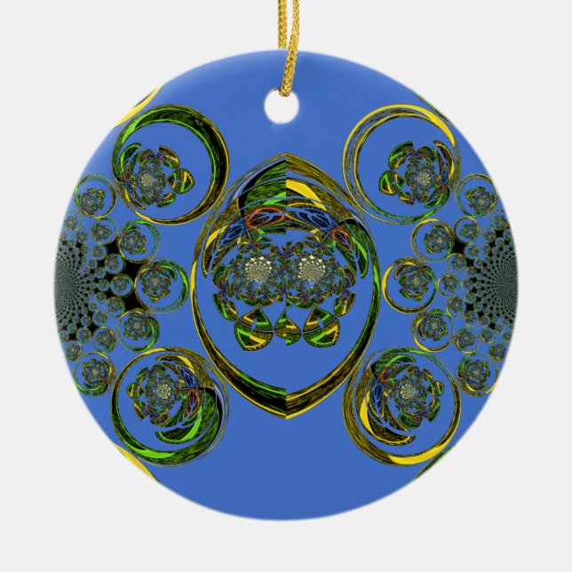Check out my blue curves ceramic ornament (Front)