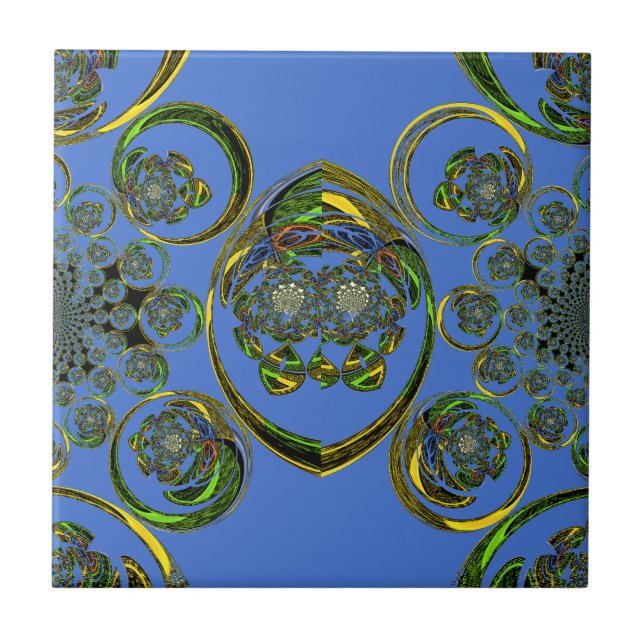 Check out my blue curves ceramic tile (Front)