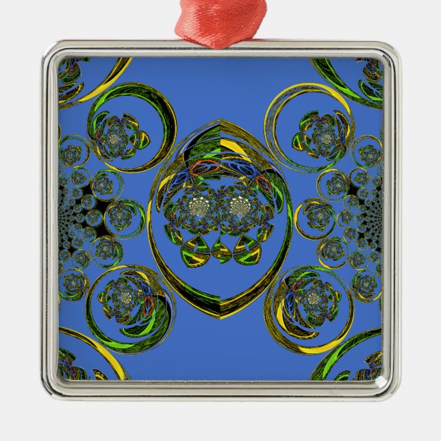 Check out my blue curves metal ornament (Front)