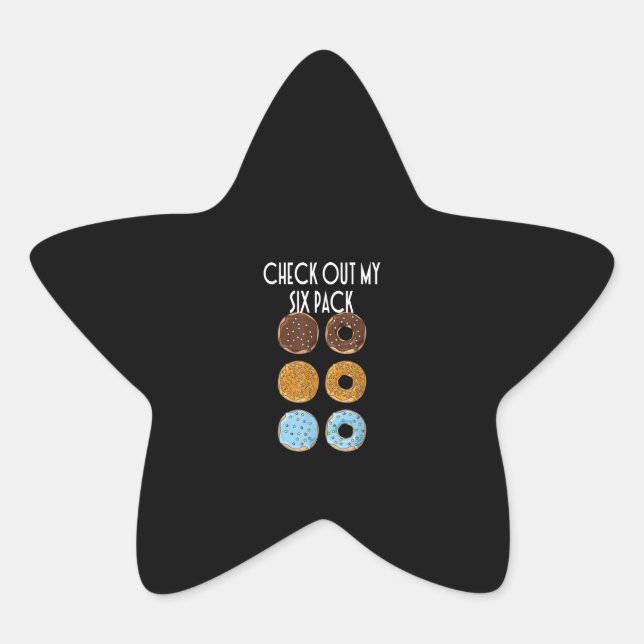 Check Out My Six Pack Donut Gym Star Sticker (Front)