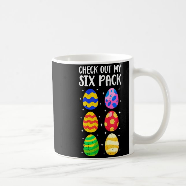 Check Out My Six Pack Funny Easter Egg Abs Workout Coffee Mug (Right)