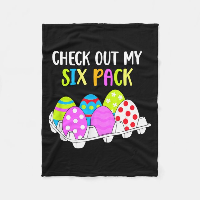 Check Out My Six Pack Funny Easter Egg Abs Workout Fleece Blanket (Front)