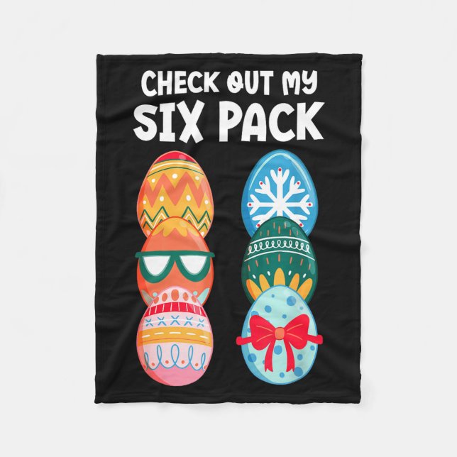 Check Out My Six Pack Funny Easter Egg Abs Workout Fleece Blanket (Front)