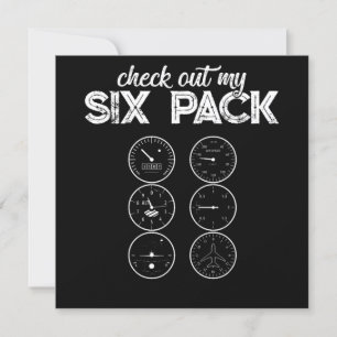 Check Out My Six Pack Pilot Aviation Funny Gym Invitation