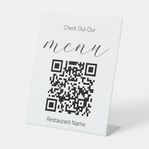 Check Out Our Menu QR Code Restaurant Name  Pedestal Sign