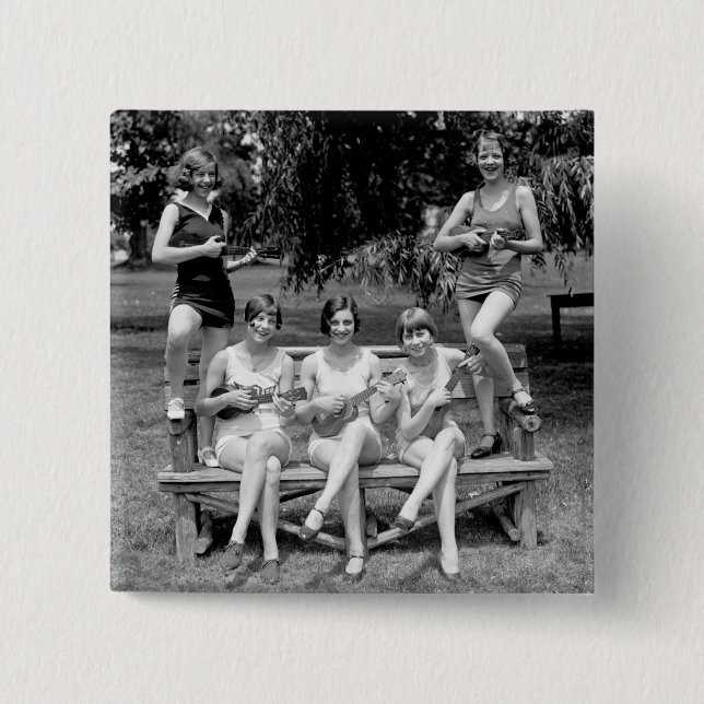 Check Out Those Ukuleles! - 1920s Button (Front)