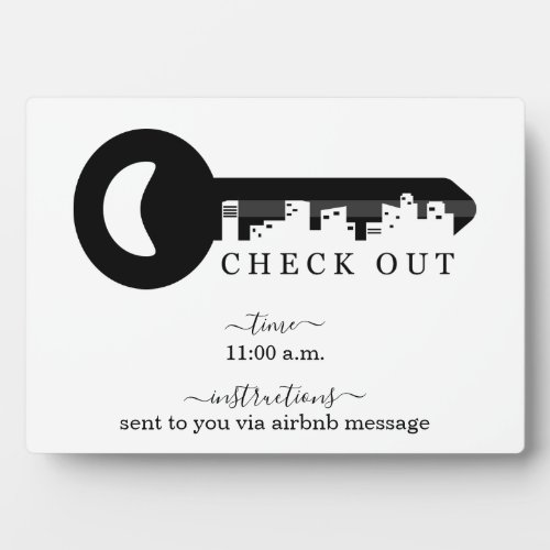 Check Out Time Sign Plaque