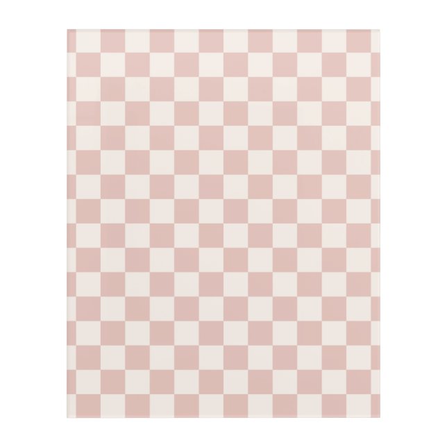 Check Pale Beige Checkered Pattern Checkerboard Acrylic Print (Front)