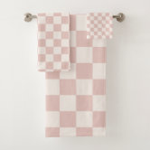 Checkered Red and White Bath Towel Set, Zazzle