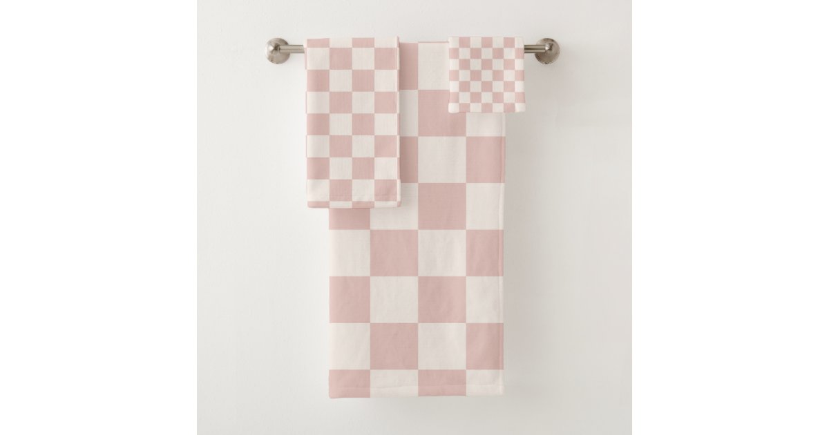 Checkerboard Check Checkered Pattern in Blush Pink and Cream