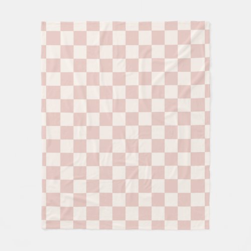 Check Pale Beige Checkered Pattern Checkerboard Fleece Blanket