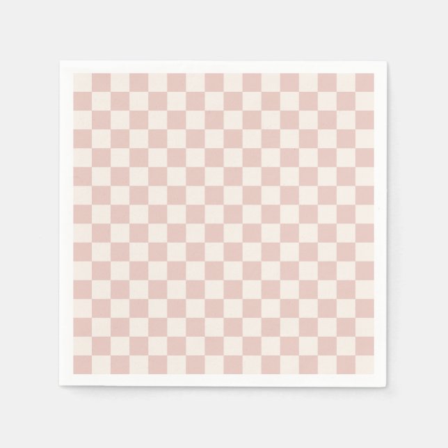 Check Pale Beige Checkered Pattern Checkerboard Napkins (Front)