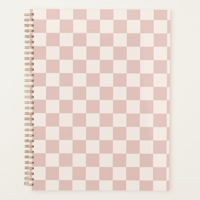 Check Pale Beige Checkered Pattern Checkerboard Planner (Front)