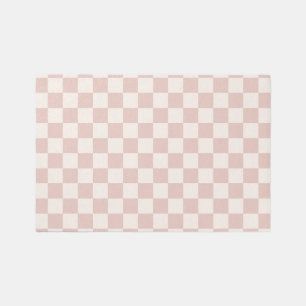 Check Pale Beige Checkered Pattern Checkerboard Rug