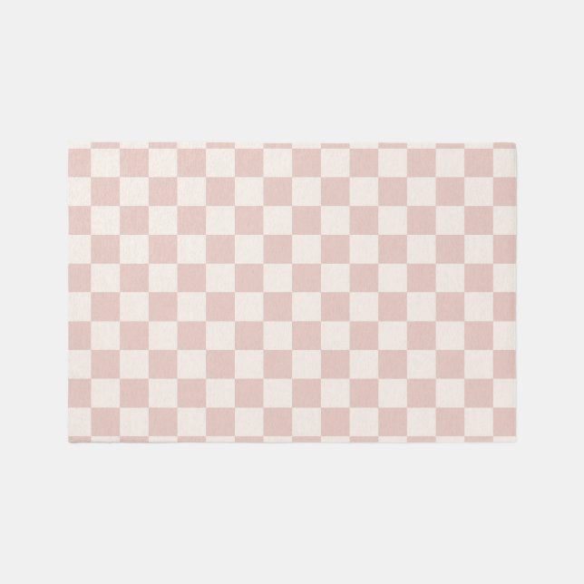 Check Pale Beige Checkered Pattern Checkerboard Rug (Front)