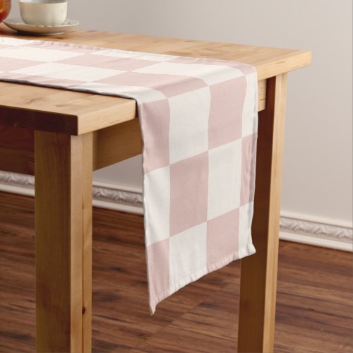 Check Pale Beige Checkered Pattern Checkerboard Short Table Runner