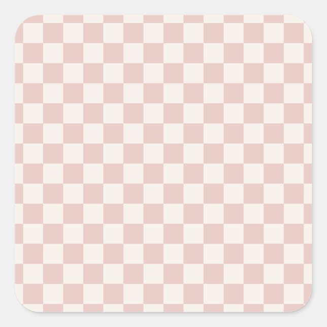 Check Pale Beige Checkered Pattern Checkerboard Square Sticker (Front)