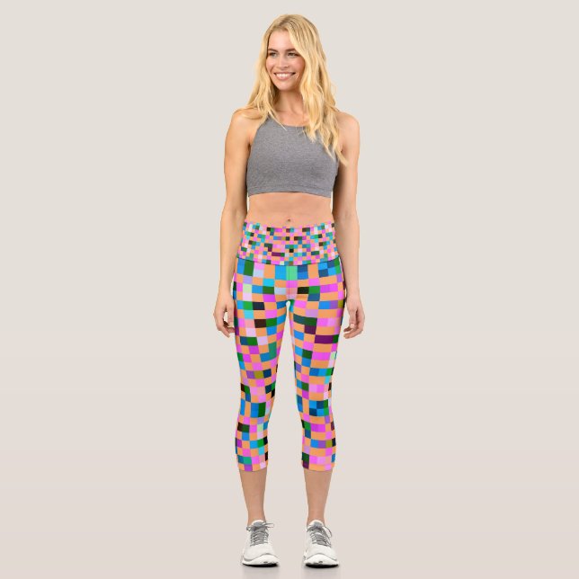 Check Pattern 3  Capri Leggings (Front)