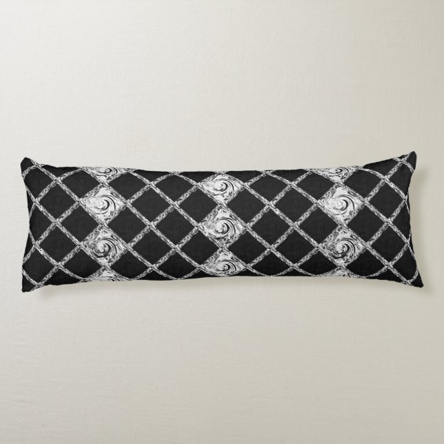 check pattern black  white body pillow (Back)
