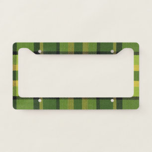 Check Pattern Fabric Camper T2 Retro Vintage License Plate Frame