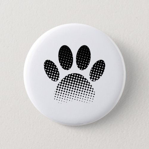 Check Pattern Halftone Dog Paw Print Button