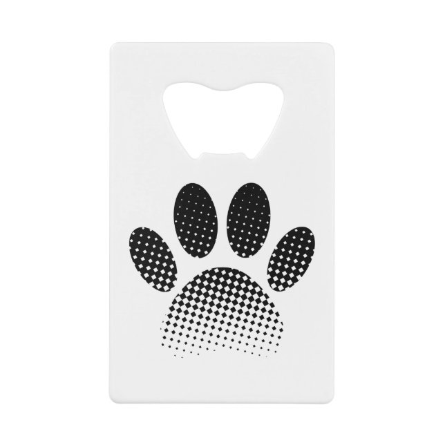 Check Pattern Halftone Dog Paw Print Credit Card Bottle Opener (Front)