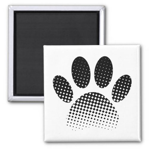Check Pattern Halftone Dog Paw Print Magnet