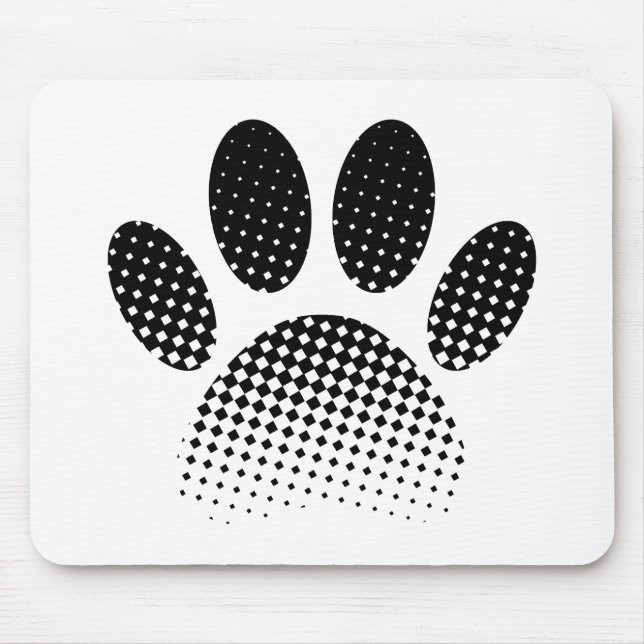 Check Pattern Halftone Dog Paw Print Mouse Pad (Front)