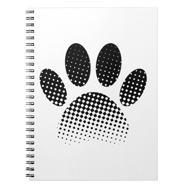 Check Pattern Halftone Dog Paw Print Notebook (Front)
