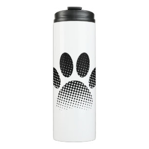 Check Pattern Halftone Dog Paw Print Thermal Tumbler