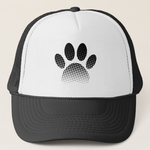 Check Pattern Halftone Dog Paw Print Trucker Hat