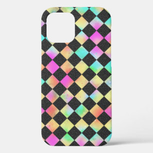 Check Pattern In Bright 80s Colors iPhone 12 Case
