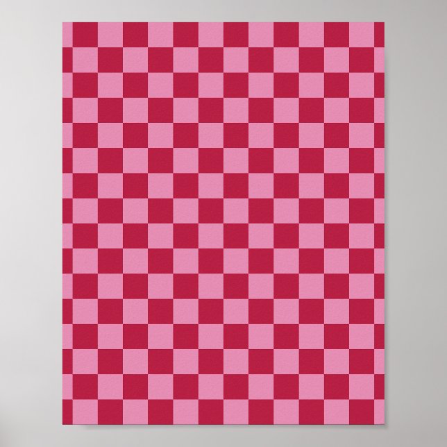 Check Pattern Magenta And Pink Poster (Front)
