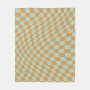 Check Pattern Mint Wavy Checkerboard Checkered Fleece Blanket