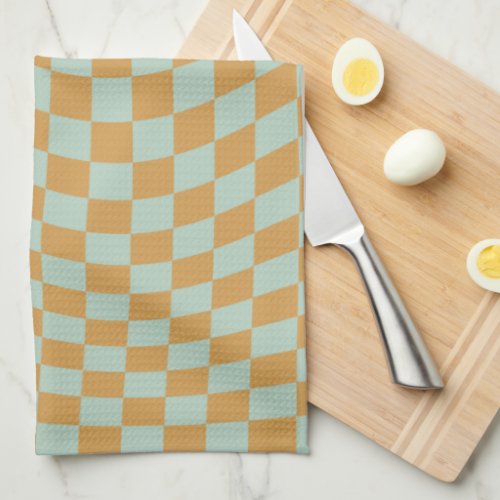 Check Pattern Mint Wavy Checkerboard Checkered Kitchen Towel