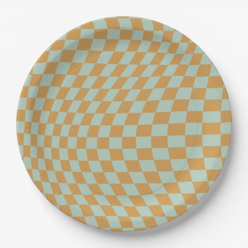 Check Pattern Mint Wavy Checkerboard Checkered Paper Plates