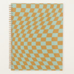 Check Pattern Mint Wavy Checkerboard Checkered Planner<br><div class="desc">Checkered pattern – twisted check in mint green and mustard / wavy and warped checkerboard.</div>