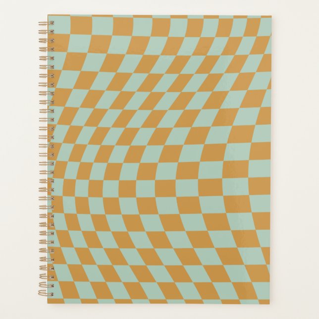 Check Pattern Mint Wavy Checkerboard Checkered Planner (Front)